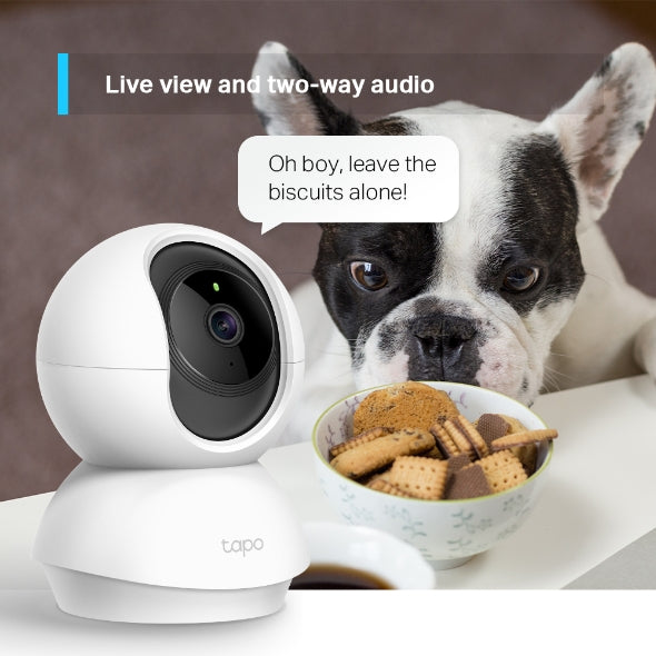 TP-Link Tapo C210 kamerë sigurie WiFi 2K 3MP me rrotullim 360° horizontal dhe 114° vertikal, vizion nate deri në 9 metra, zbulim inteligjent të lëvizjes, audio me dy drejtime, mbështetje microSD deri në 512GB, Privacy Mode, aplikacion Tapo, Google Assistant dhe Amazon Alexa. Ideale për shtëpi dhe biznese në Shqipëri.