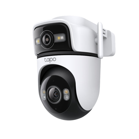 TP-Link Tapo C545D kamerë sigurie WiFi me dy lente 2K 3MP, Pan Tilt, kënd 165°, lente telefoto 6 mm, Smart Tracking, AI për persona, automjete dhe kafshë, Color Night Vision, Ethernet, IP66, audio me dy drejtime, microSD deri në 512GB dhe mbështetje për Alexa, Google Assistant dhe SmartThings.
