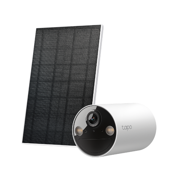 TP-Link Tapo SolarCam Kit kamerë sigurie WiFi me panel diellor, rezolucion 2K 3MP, Color Night Vision deri në 9 metra, Smart Person Detection, njoftime inteligjente në telefon, ruajtje në microSD deri në 512GB, zona monitorimi të personalizuara dhe mbrojtje IP65. Kamerë ideale për shtëpi, vila dhe biznese në Shqipëri. 