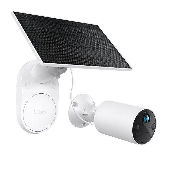 TP-Link Tapo SolarCam Kit kamerë sigurie WiFi me panel diellor, rezolucion 2K 3MP, Color Night Vision deri në 9 metra, Smart Person Detection, njoftime inteligjente në telefon, ruajtje në microSD deri në 512GB, zona monitorimi të personalizuara dhe mbrojtje IP65. Kamerë ideale për shtëpi, vila dhe biznese në Shqipëri. 
