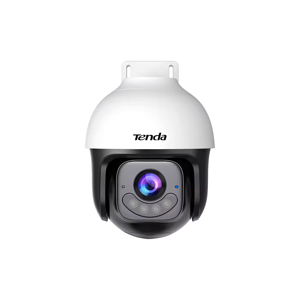 Tenda CH7-WCA kamerë sigurie WiFi 5MP PTZ për jashtë me ndjekje automatike të personave, audio dykahëshe, shikim nate 30m, 4 prozhektorë, ONVIF, IP65 dhe MicroSD deri 512GB. 