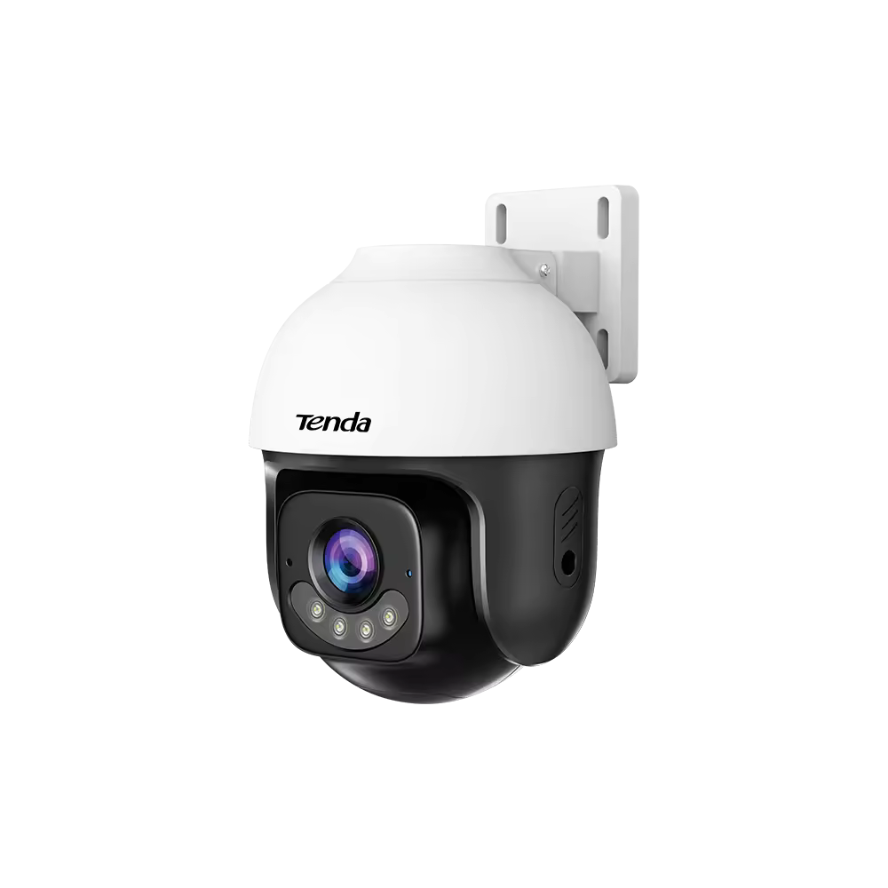 Tenda CH7-WCA kamerë sigurie WiFi 5MP PTZ për jashtë me ndjekje automatike të personave, audio dykahëshe, shikim nate 30m, 4 prozhektorë, ONVIF, IP65 dhe MicroSD deri 512GB. 