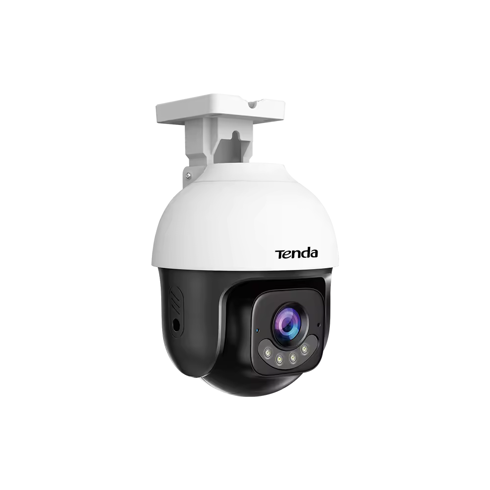 Tenda CH7-WCA kamerë sigurie WiFi 5MP PTZ për jashtë me ndjekje automatike të personave, audio dykahëshe, shikim nate 30m, 4 prozhektorë, ONVIF, IP65 dhe MicroSD deri 512GB. 
