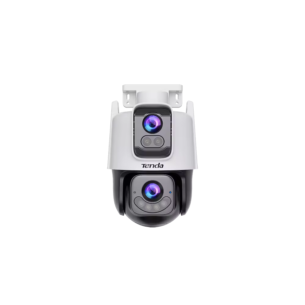 Tenda CH9-WCA kamerë sigurie WiFi 6MP me dy lente, PTZ 355°, ndjekje inteligjente, audio dykahëshe, shikim nate deri 30m, 6 prozhektorë, ONVIF, IP65 dhe MicroSD deri 512GB.
