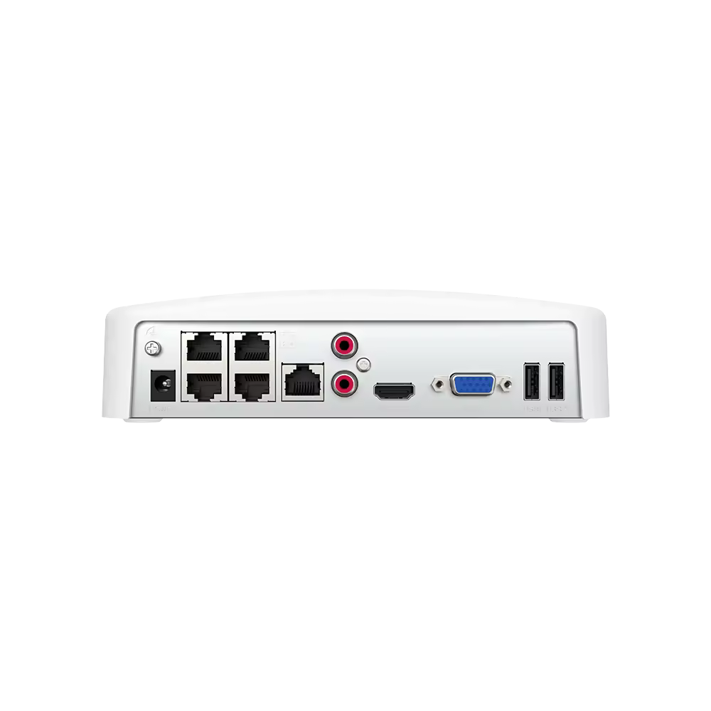 Tenda N6P-4H NVR PoE 4 kanale për kamera sigurie IP deri 8MP, 4 porta PoE IEEE 802.3at/af, dalje HDMI 4K, H.265+, HDD deri 10TB dhe monitorim me TDSEE.