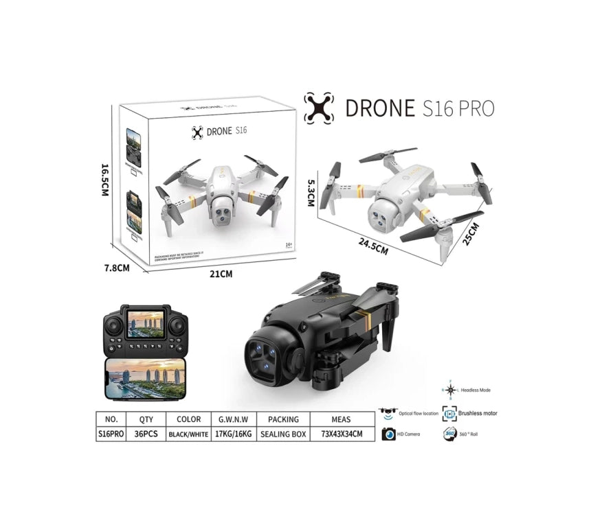 S16 PRO DUAL Dron me Dy Kamera WiFi dhe Optical Flow