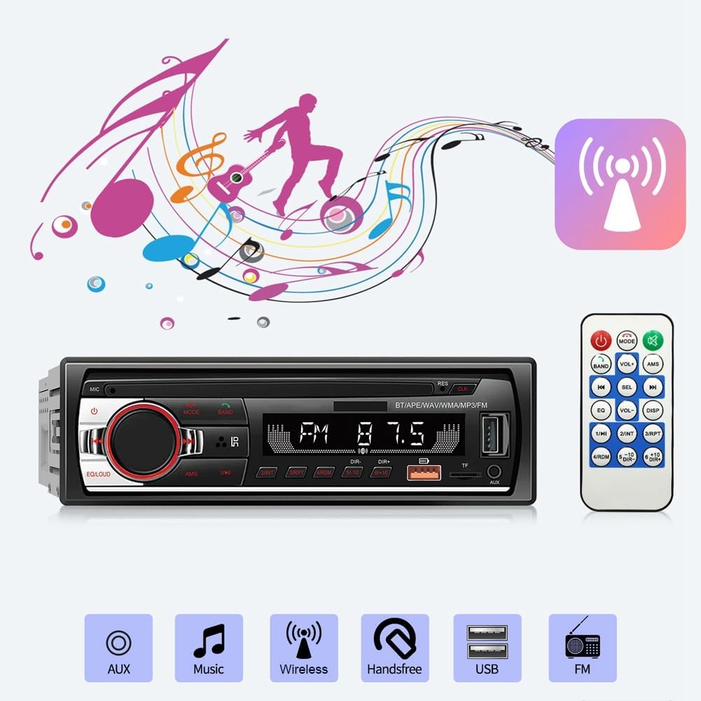 iFutniew autoradio Bluetooth 12V me MP3 Player, Radio FM, funksion Hands-Free, ekran LED, portë USB për karikim dhe muzikë, fuqi 50W dhe sistem stereo me 2 kanale. Autoradio ideale për përmirësimin e sistemit audio të makinës në Shqipëri.