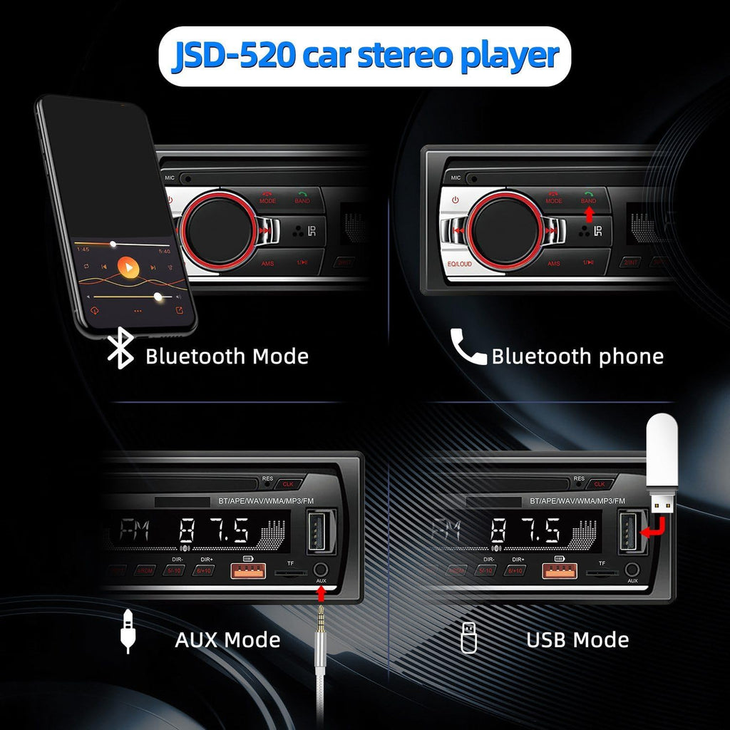 iFutniew autoradio Bluetooth 12V me MP3 Player, Radio FM, funksion Hands-Free, ekran LED, portë USB për karikim dhe muzikë, fuqi 50W dhe sistem stereo me 2 kanale. Autoradio ideale për përmirësimin e sistemit audio të makinës në Shqipëri.